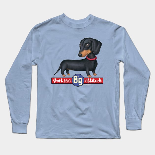 Cute Doxie Dachshund with short legs big attitude Long Sleeve T-Shirt by Danny Gordon Art